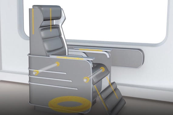 Seat with iglidur plain bearings, drylin linear guides and a PRT slewing ring bearing
